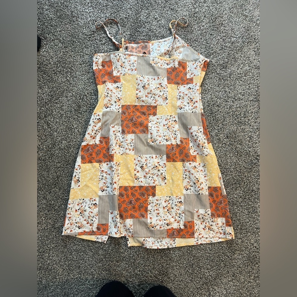 Cider Orange Patchwork Mini Dress Large - image 4